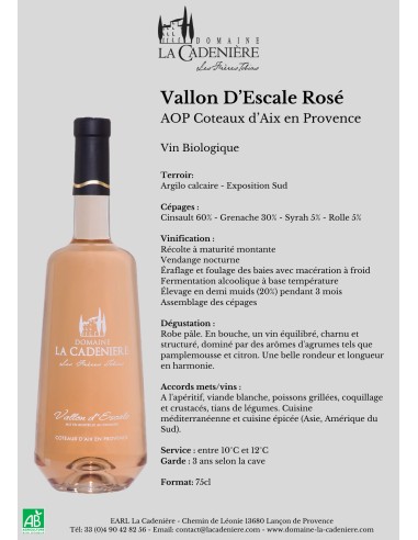 Vallon d'Escale Rosé 2019 75cl Vallon d'Escale Rosé 2019 75cl