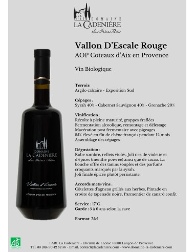 Vallon d'Escale Rouge 2022 75cl