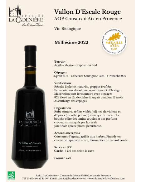 Vallon d'Escale Rouge 2022 75cl