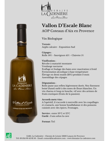 Vallon d'Escale Blanc 75cl