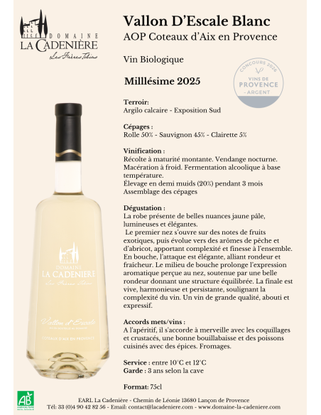 Vallon d'Escale Blanc 2019 75cl